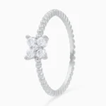 inel din argint four leaf pietre cubic zirconia vedere frontala