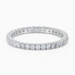 Inel din argint tennis, cu pietre cubic zirconia, design elegant, fotografiat din fata