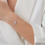 bratara din argint charm rotund pietre cubic zirconia infinite glimmer vedere frontala