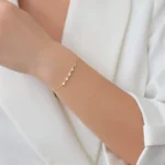 bratara aurie din argint pietre cubic zirconia simple chic vedere frontala