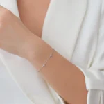 bratara din argint frunzulite pietre cubic zirconia Four Leaf Treasures vedere frontala