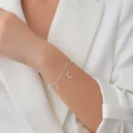bratara dubla din argint stele luna pietre cubic zirconia Starry Night Delight vedere completa