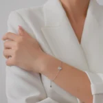 bratara din argint charm picatura apa pietre cubic zirconia teardrop vedere frontala