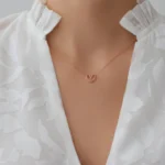 colier argint placat aur roz pandantiv inima shape of my heart vedere frontala