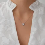 Colier din argint pandantiv inima pietre cubic zirconia Brilliant heart vedere frontala