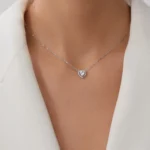 Colier din argint pandantiv inima pietre cubic zirconia Brilliant heart vedere frontala