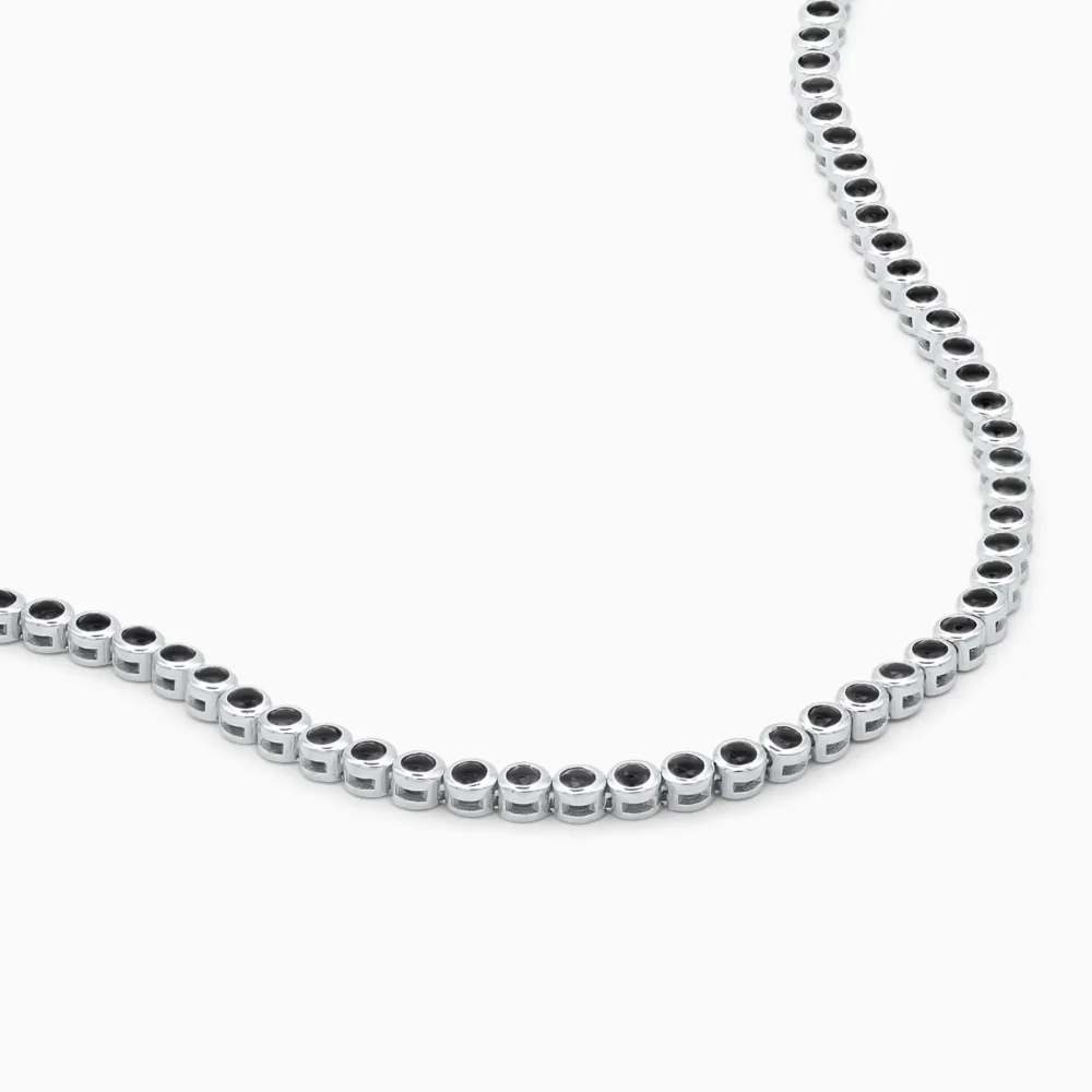 Bratar tennis argint 2 mm noir essence detaliu pietre