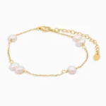 Bratara argint perle naturale cultura golden mist