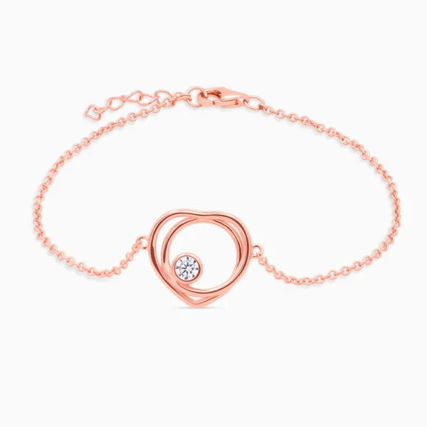 Bratara argint placata aur roz zirconia rose harmony