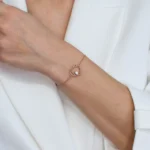 Bratara argint placata aur roz zirconia rose harmony