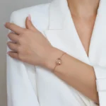 Bratara argint placata aur roz zirconia rose harmony