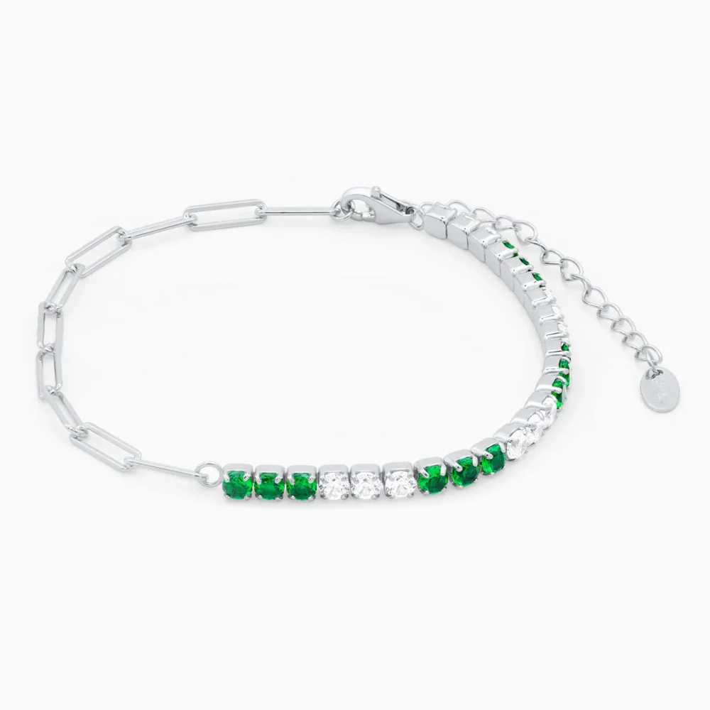 Bratara tennis argint pietre zirconia verzi delicate glow