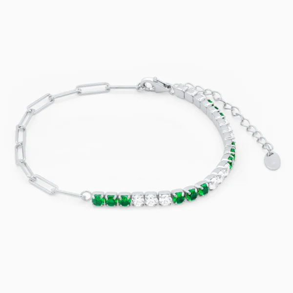 Bratara tennis argint pietre zirconia verzi delicate glow