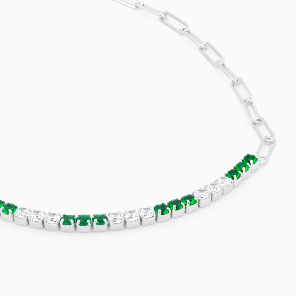 Bratara tennis argint pietre zirconia verzi delicate glow detaliu pietre