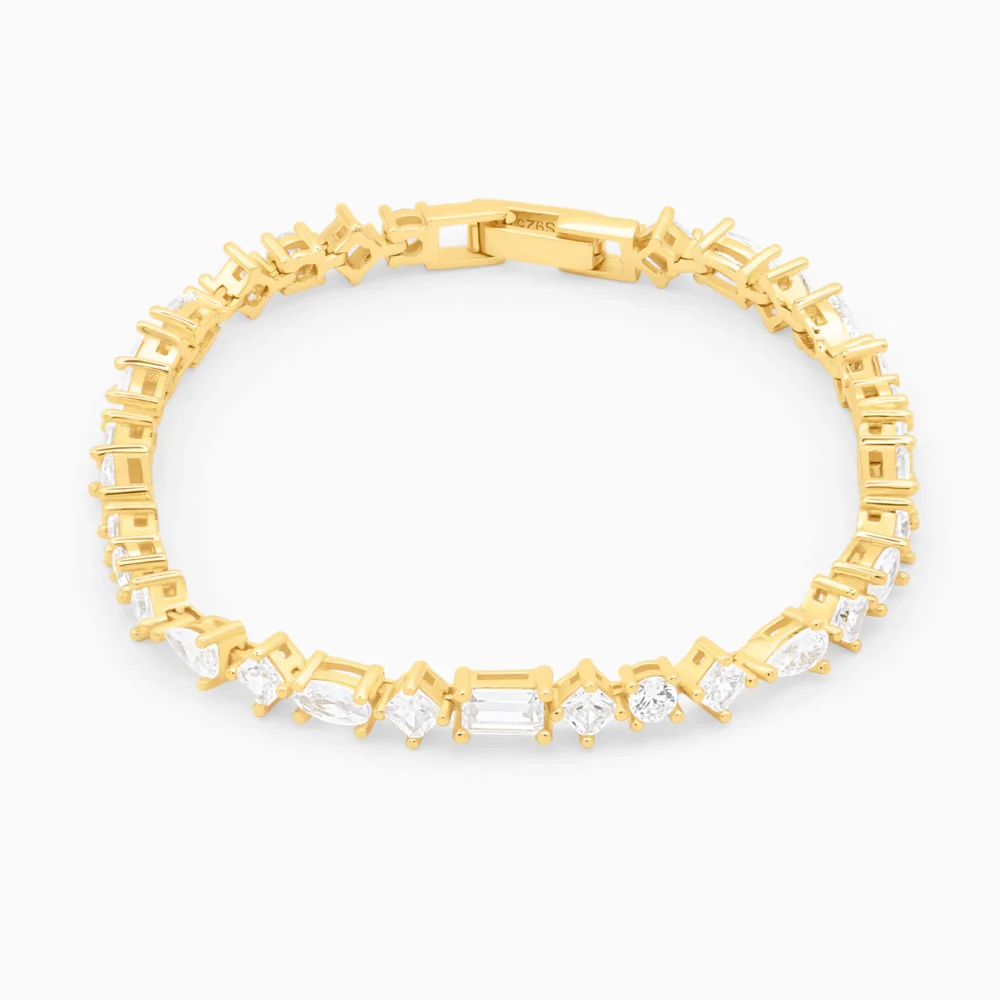 Bratara tennis argint placat aur 5 mm golden radiance