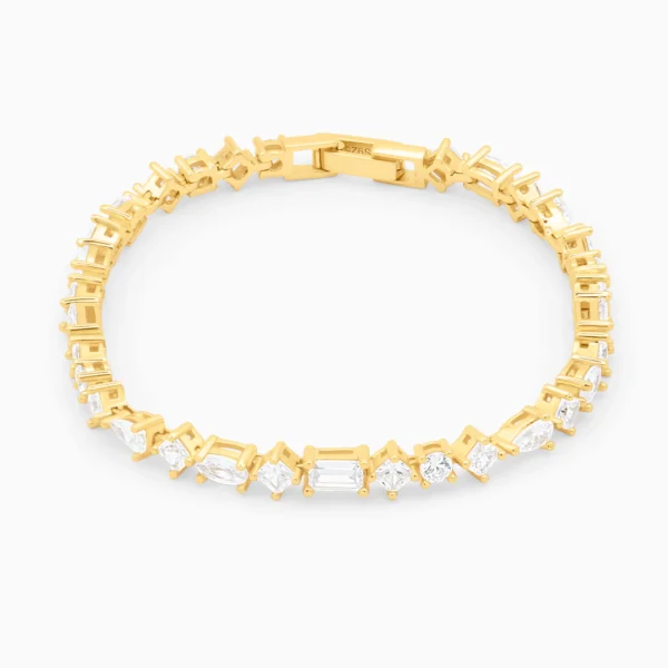 Bratara tennis argint placat aur 5 mm golden radiance