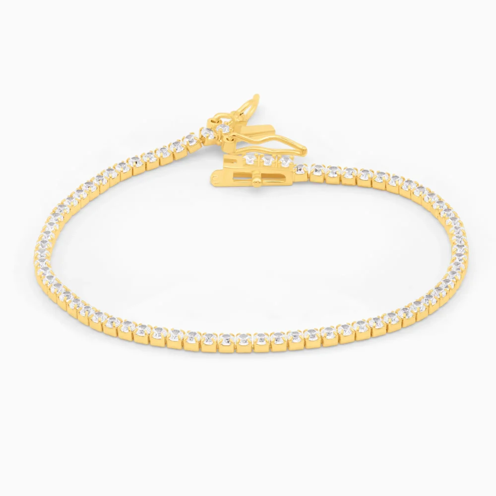 Brățară tennis din argint placată cu aur, cu pietre cubic zirconia 2 mm – Signature