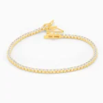 Bratara tennis argint placat aur pietre zirconia 2 mm signature