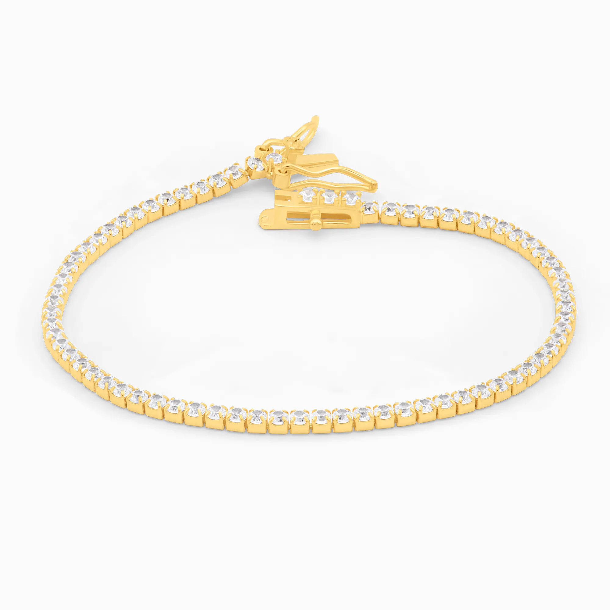 Bratara tennis argint placat aur pietre zirconia 2 mm signature Bratara tennis argint placat aur pietre zirconia 2 mm signature