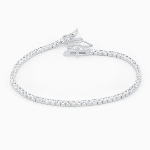Bratara tennis argint placat rodiu pietre zirconia 2 mm signature