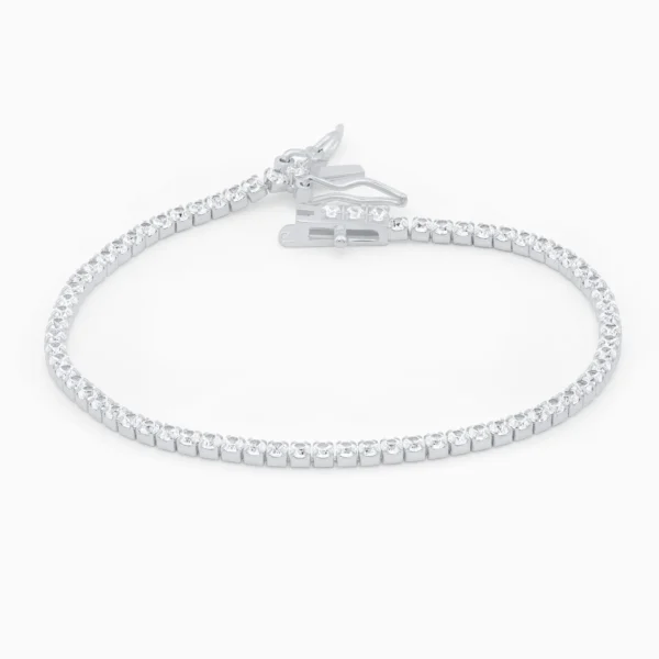 Bratara tennis argint placat rodiu pietre zirconia 2 mm signature