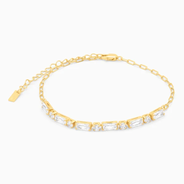 Bratara tennis argint placata aur pietre zirconia pure elegance