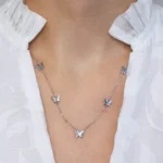 Ccolier argint fluturi Butterfly Touch vedere frontala