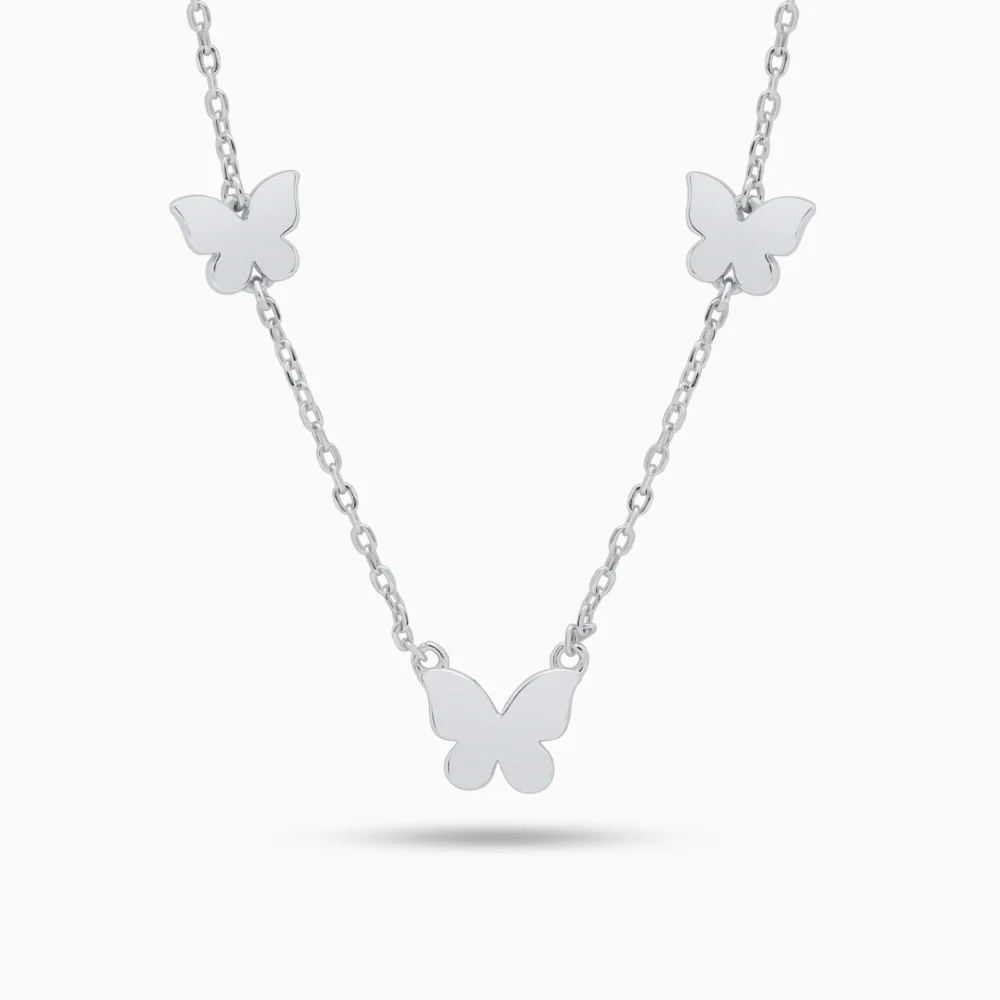 Ccolier argint fluturi Butterfly Touch vedere frontala