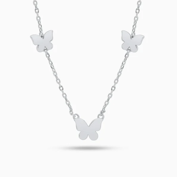 Ccolier argint fluturi Butterfly Touch vedere frontala