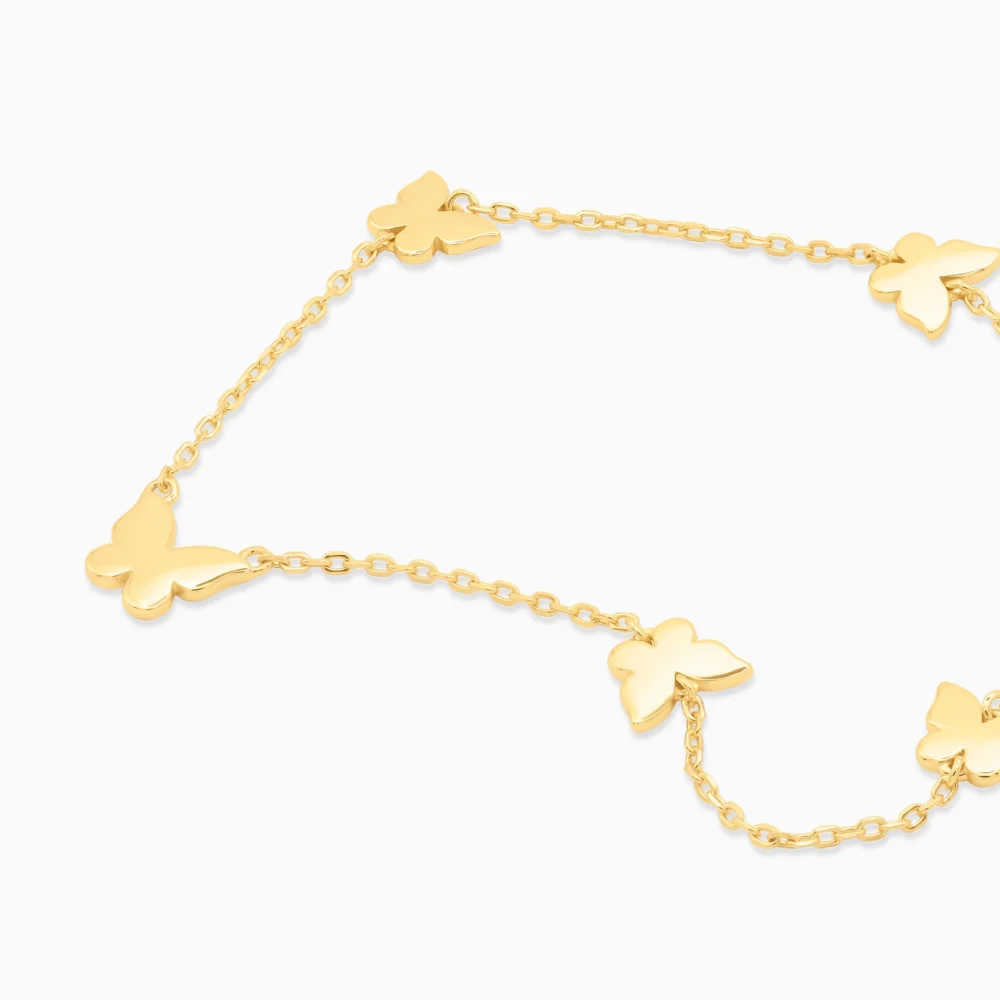 Ccolier argint placat aur fluturi Butterfly Touch vedere laterala