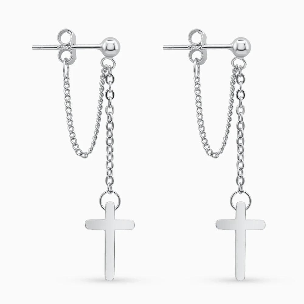 Cercei argint cruce lant Cross Chain