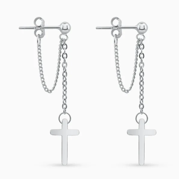 Cercei argint cruce lant Cross Chain