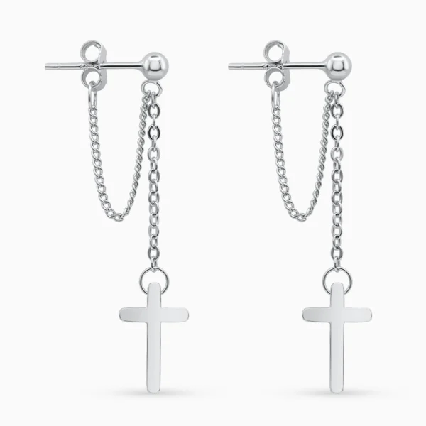 Cercei argint cruce lant Cross Chain
