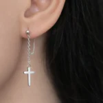 Cercei argint cruce lant Cross Chain