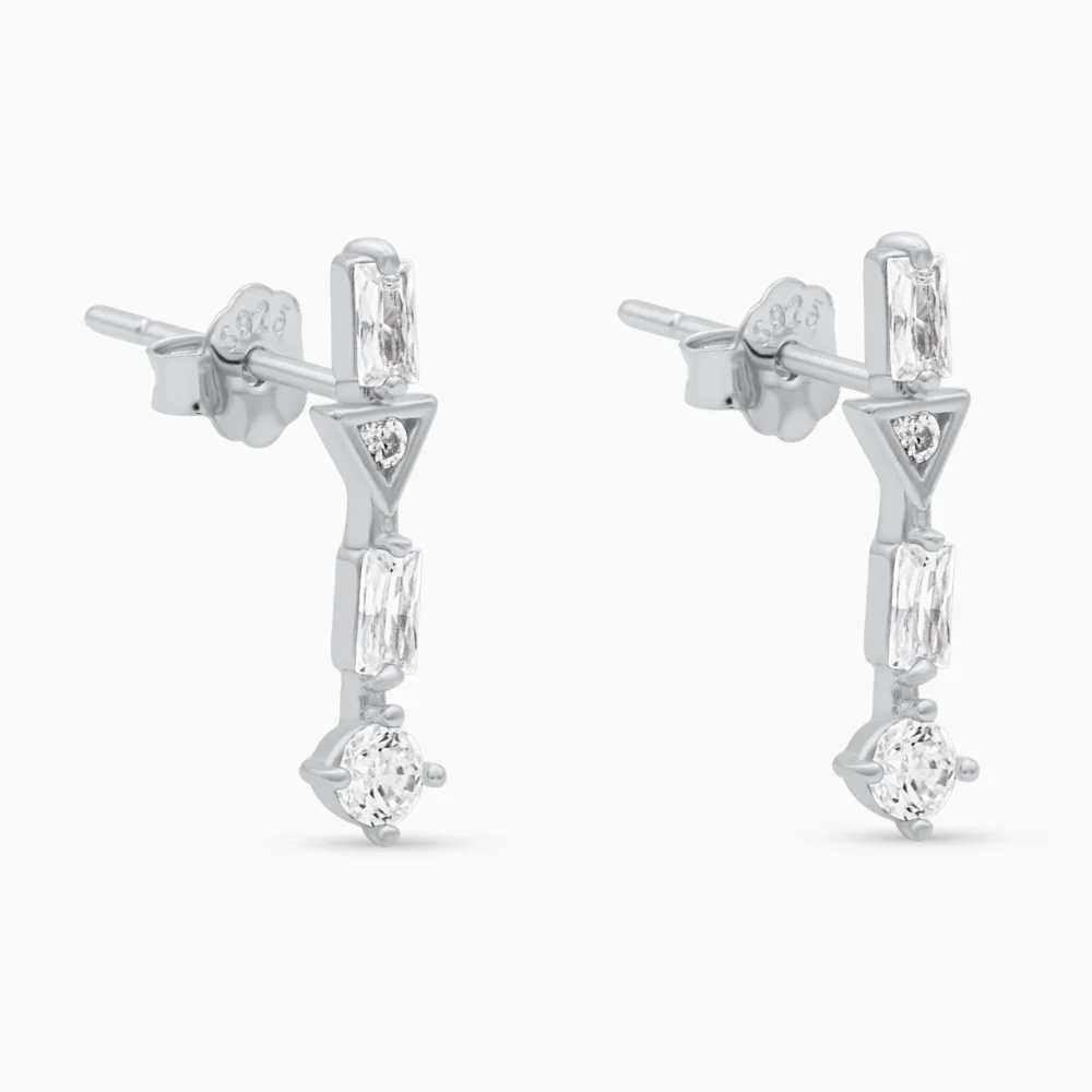 Cercei argint design geometric mystic lines cadru lateral