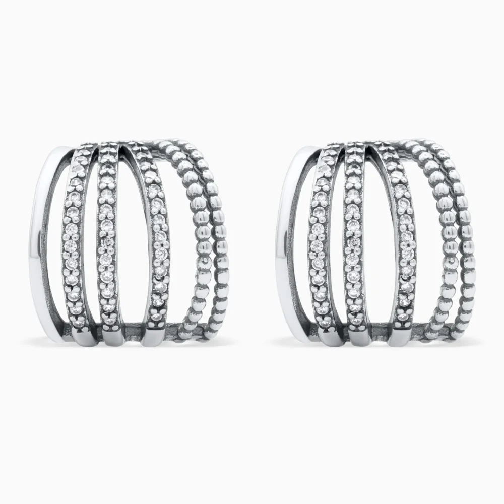 Cercei argint design geometric pietre zirconia Geometric Flow
