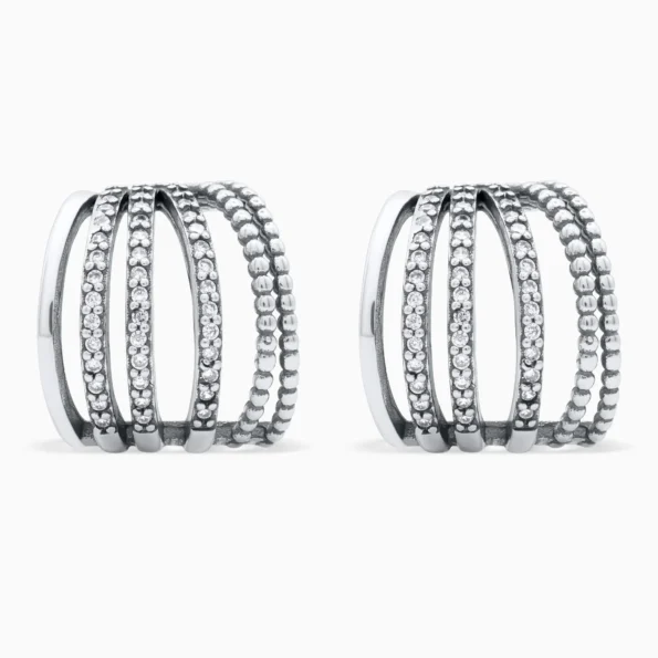 Cercei argint design geometric pietre zirconia Geometric Flow