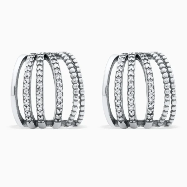 Cercei argint design geometric pietre zirconia Geometric Flow