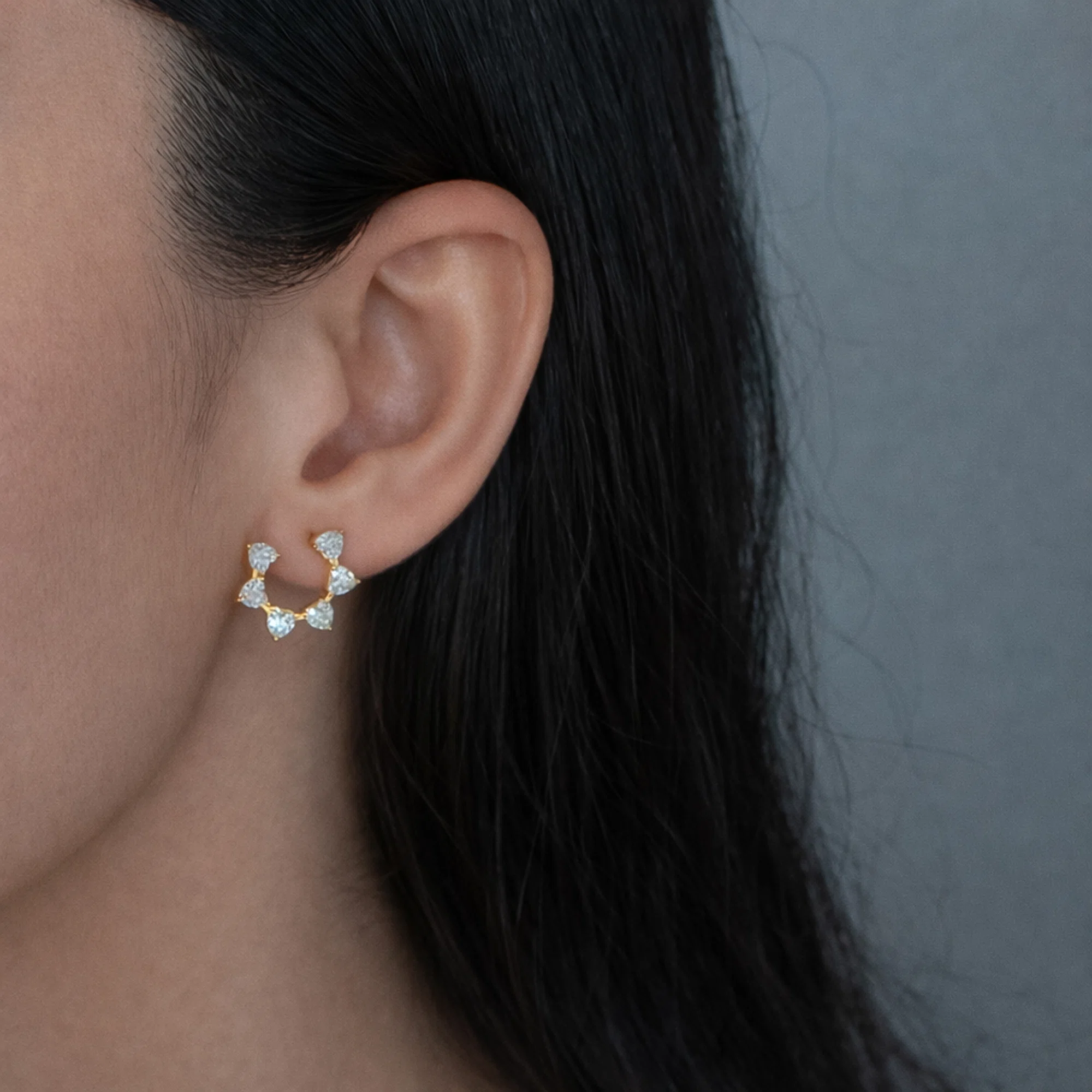 Cercei argint forma inima pietre cubic zirconia Heart Glopurtati pe ureche Cercei argint forma inima pietre cubic zirconia Heart Glopurtati pe ureche