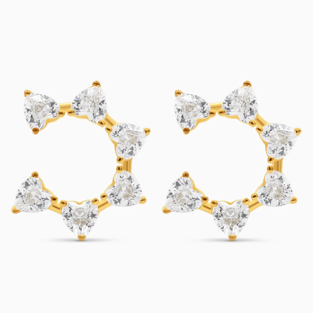 Cercei argint forma inima pietre cubic zirconia Heart Glow
