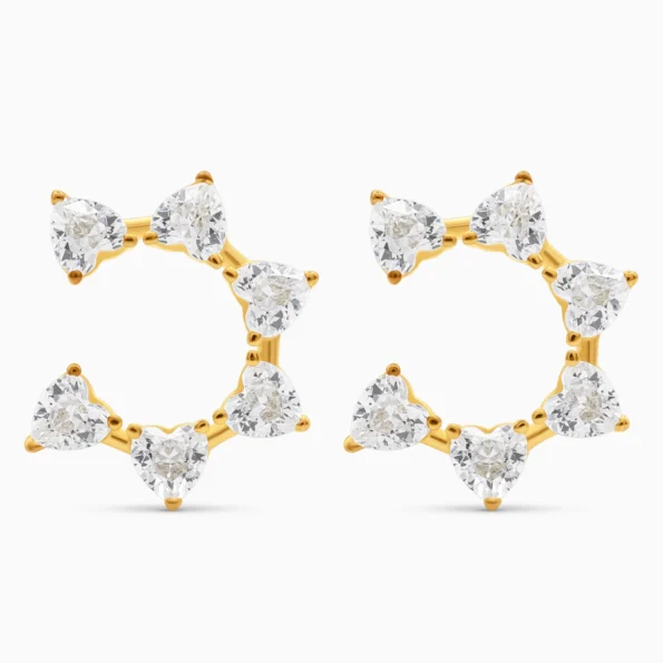Cercei argint forma inima pietre cubic zirconia Heart Glow