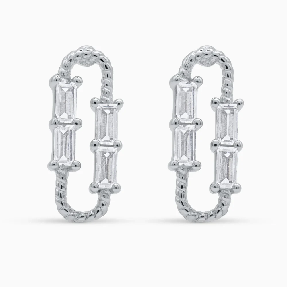 Cercei argint hoop pietre cubic zirconia equilibre