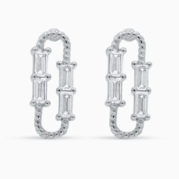 Cercei argint hoop pietre cubic zirconia equilibre