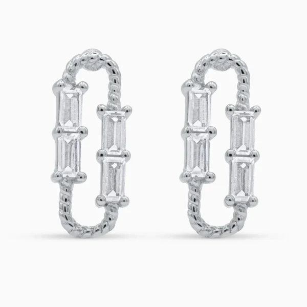 Cercei argint hoop pietre cubic zirconia equilibre
