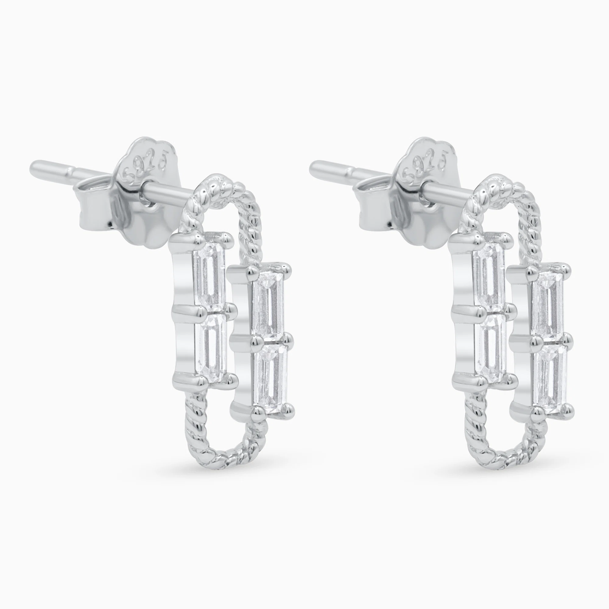 Cercei argint hoop pietre cubic zirconia equilibre vedere laterala Cercei argint hoop pietre cubic zirconia equilibre vedere laterala