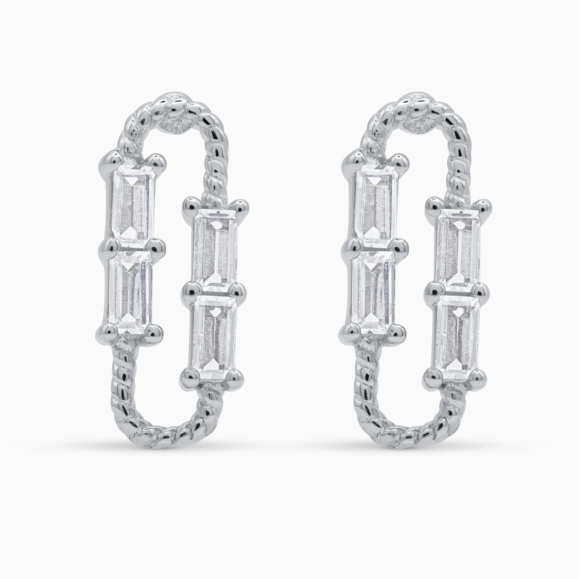 Cercei argint hoop pietre cubic zirconia equilibre Cercei argint hoop pietre cubic zirconia equilibre