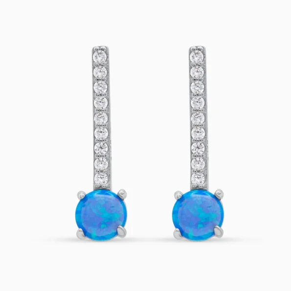 Cercei argint opal albastru blue line