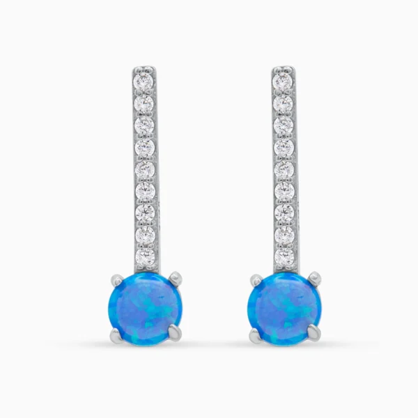 Cercei argint opal albastru blue line