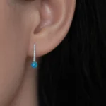 Cercei argint opal albastru blue line