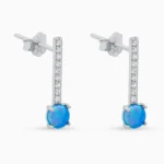 Cercei argint opal albastru blue line